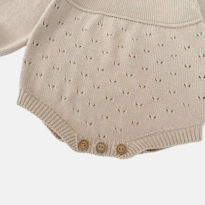 Ansel Pointelle Knit Romper - Taupe (3m-24m)