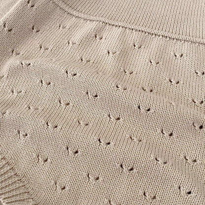 Ansel Pointelle Knit Romper - Taupe (3m-24m)