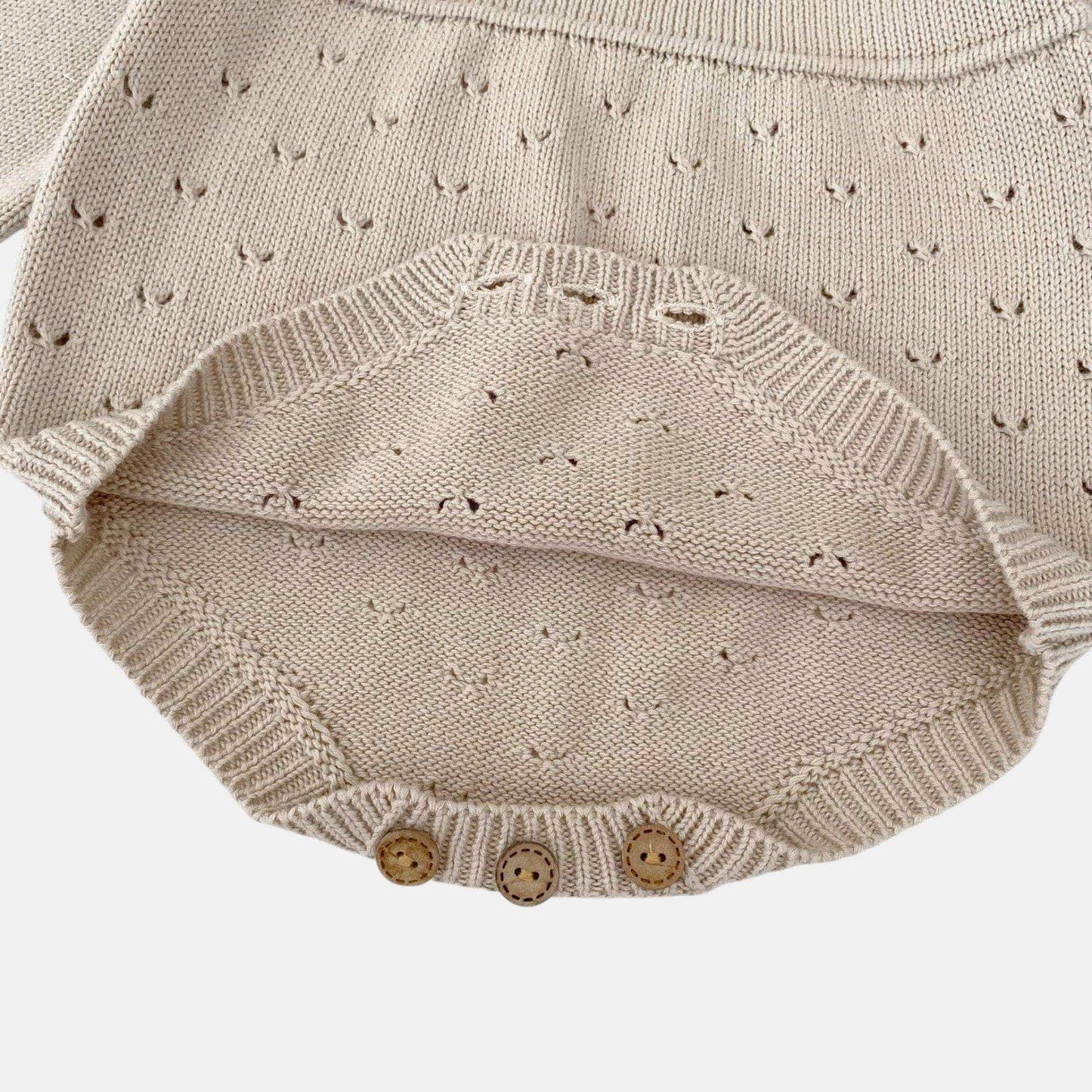 Ansel Pointelle Knit Romper - Taupe (3m-24m)
