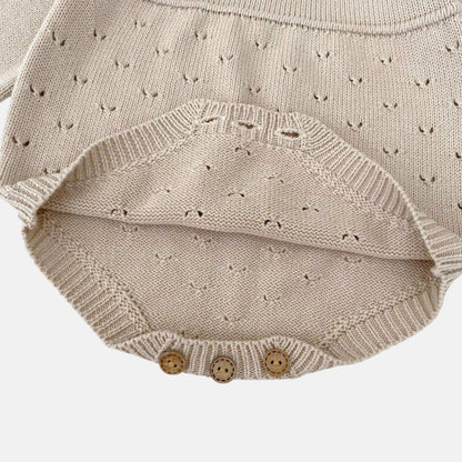 Ansel Pointelle Knit Romper - Taupe (3m-24m)