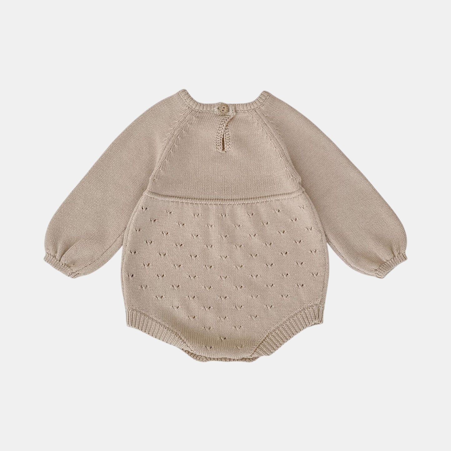 Ansel Pointelle Knit Romper - Taupe (3m-24m)