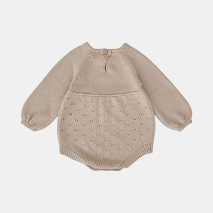 Ansel Pointelle Knit Romper - Taupe (3m-24m)