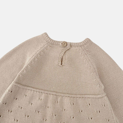 Ansel Pointelle Knit Romper - Taupe (3m-24m)