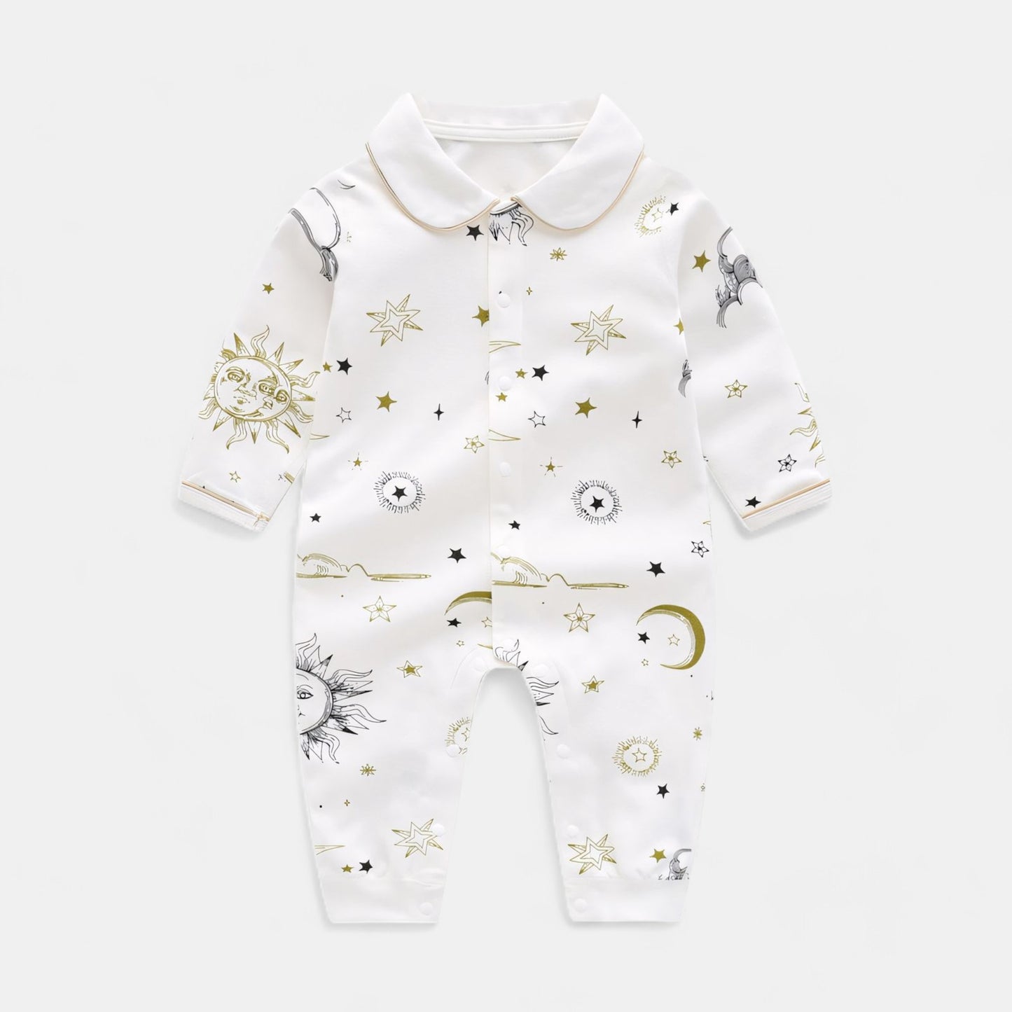 Apollo Sun GOTS Organic Cotton Baby Sleepsuit Front - Bambisserie