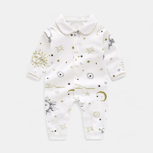 Apollo Sun GOTS Organic Cotton Baby Sleepsuit Front - Bambisserie