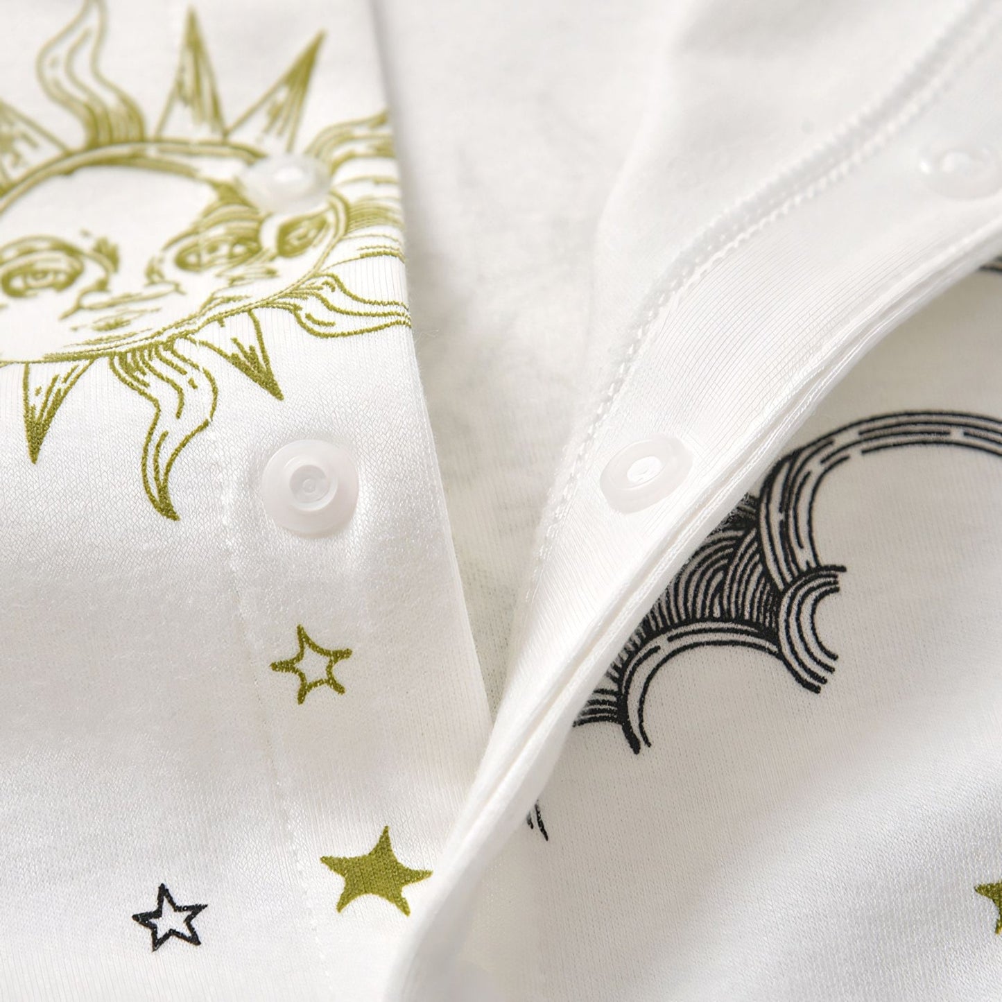 Apollo Sun GOTS Organic Cotton Baby Sleepsuit - Front Button Detail - Bambisserie