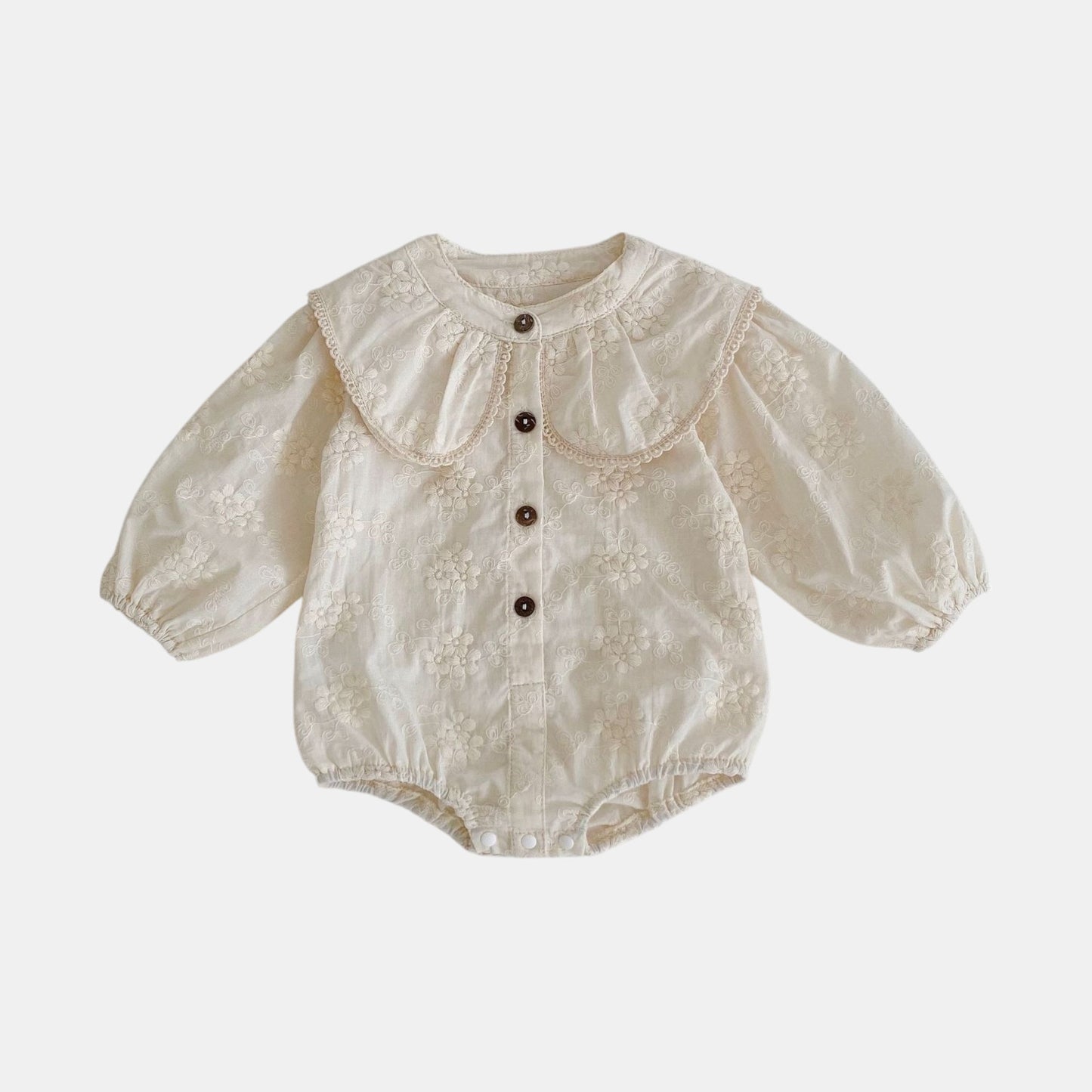 Arabella Floral Lace Cotton Romper (3m-24m)