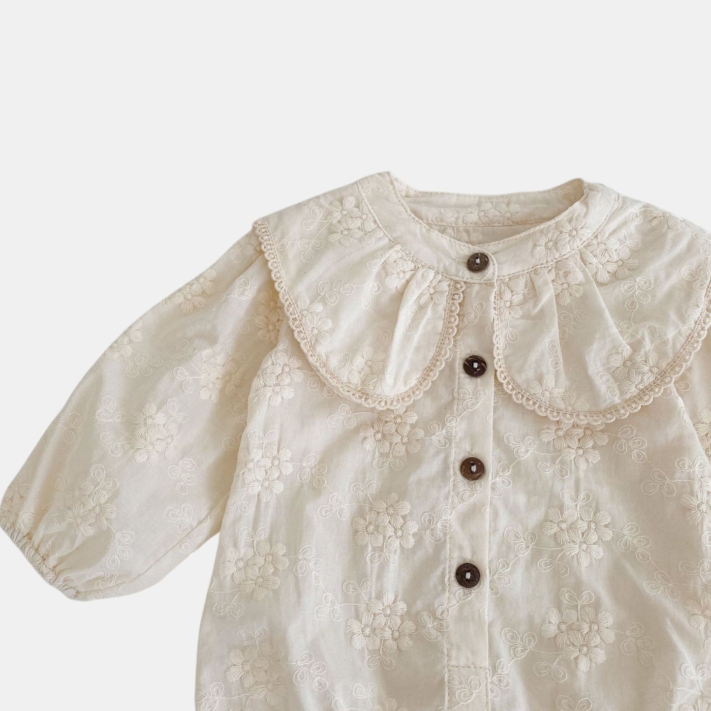 Arabella Floral Lace Cotton Romper (3m-24m)