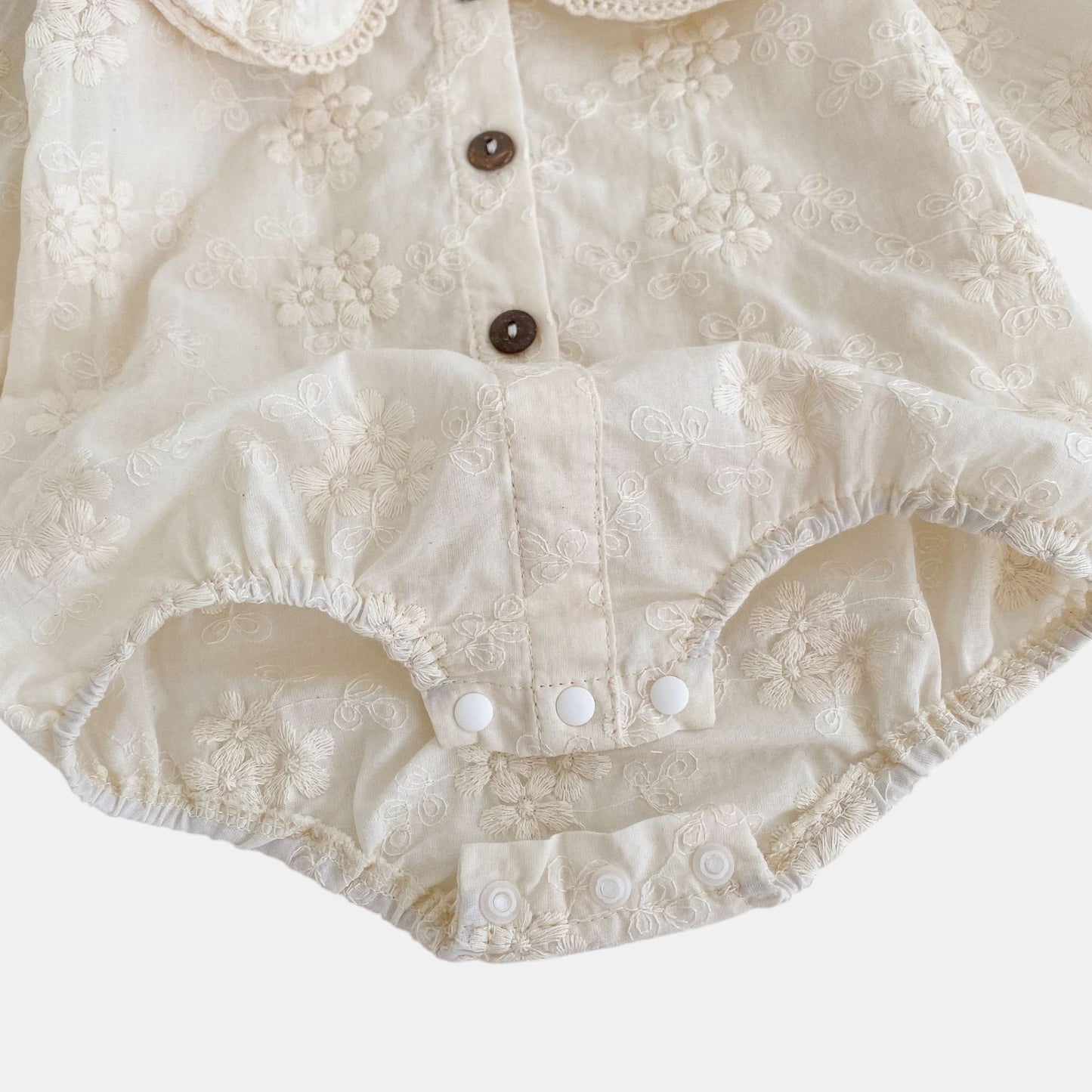 Arabella Floral Lace Cotton Romper (3m-24m)