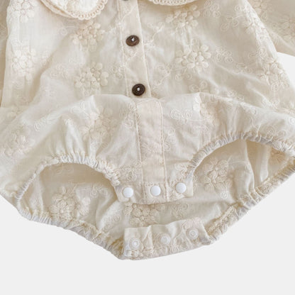 Arabella Floral Lace Cotton Romper (3m-24m)
