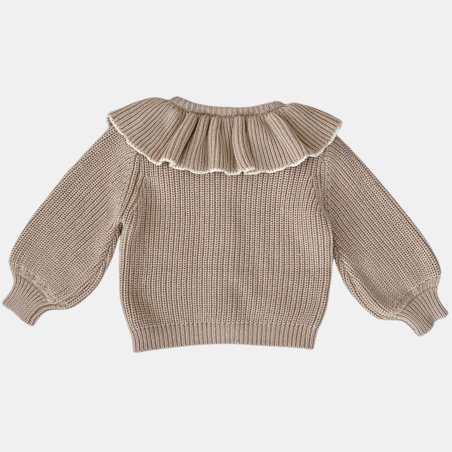 Ava Ruffle Knit Cardigan - Khaki (3m-3yrs)