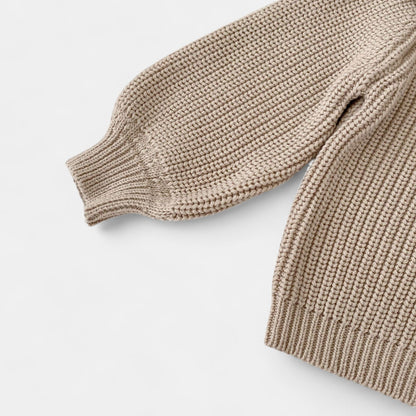 Ava Ruffle Knit Cardigan - Khaki (3m-3yrs)