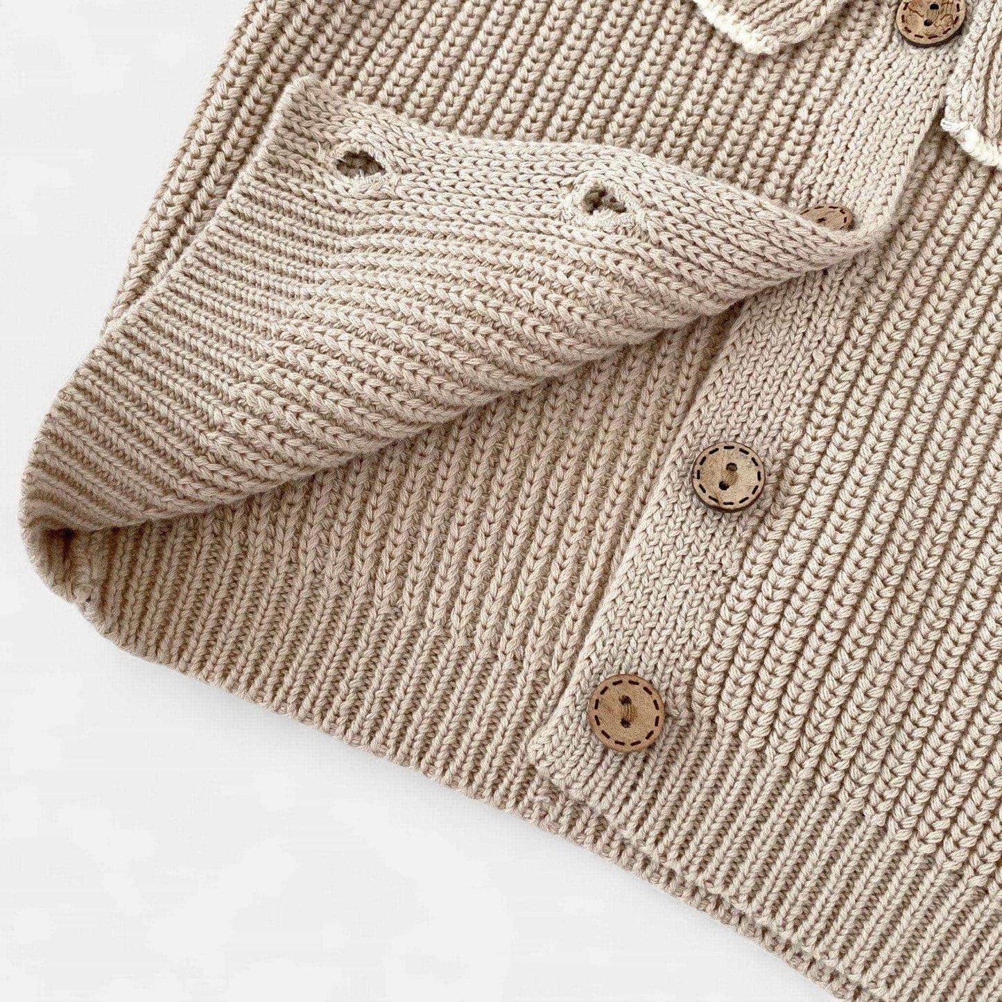 Ava Ruffle Knit Cardigan - Khaki (3m-3yrs)