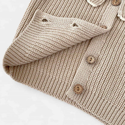 Ava Ruffle Knit Cardigan - Khaki (3m-3yrs)