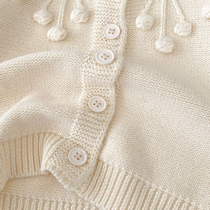 Aven Pom Knit Cardigan - Cream (3m-3yrs)