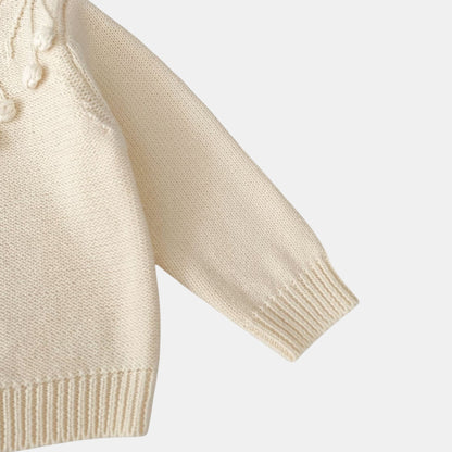Aven Pom Knit Cardigan - Cream (3m-3yrs)