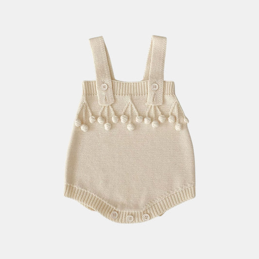 Aven Pom Knit Romper - Cream (3m-3yrs)