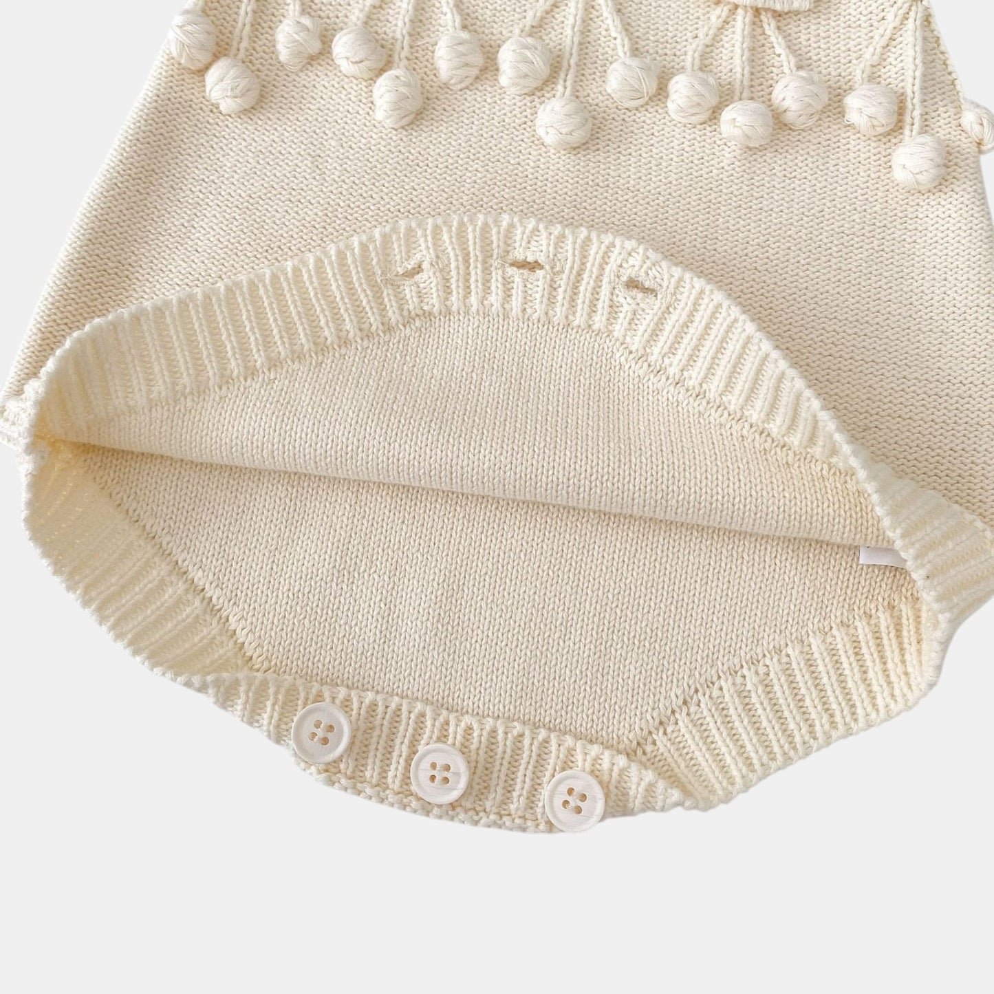 Aven Pom Knit Romper - Cream (3m-3yrs)