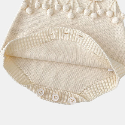 Aven Pom Knit Romper - Cream (3m-3yrs)