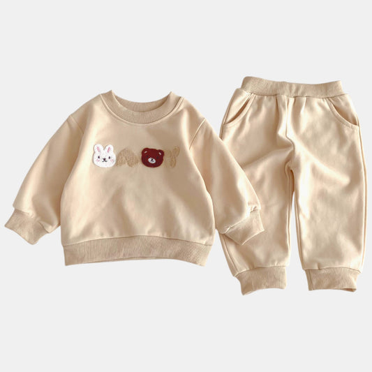Baby Besties Cotton Lounge Set, Cream (3m-3yrs)
