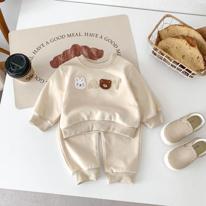 Baby Besties Cotton Lounge Set, Cream (3m-3yrs)