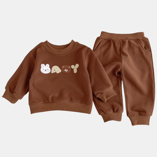 Baby Besties Cotton Lounge Set, Brown (3m-3yrs)