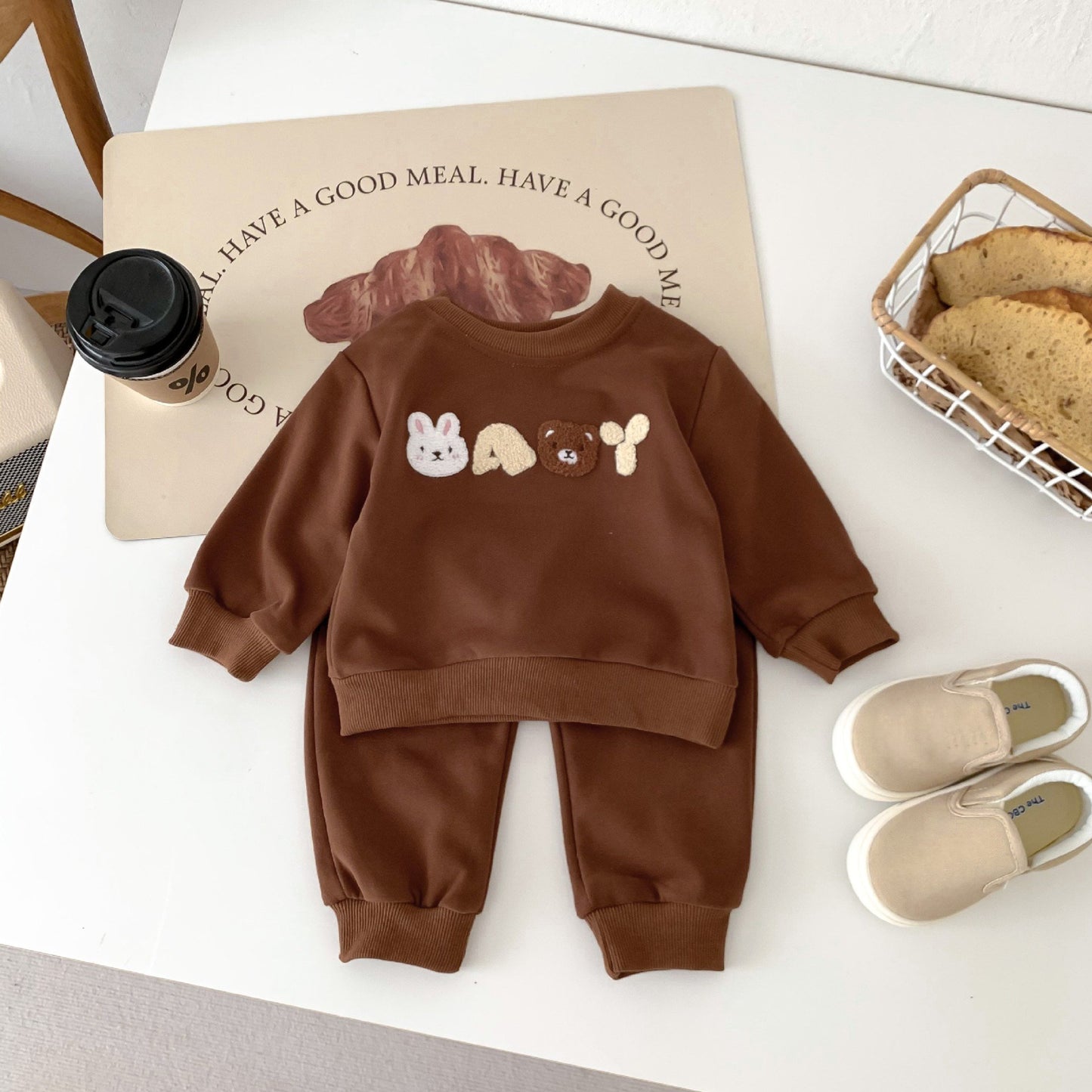 Baby Besties Cotton Lounge Set, Brown (3m-3yrs)