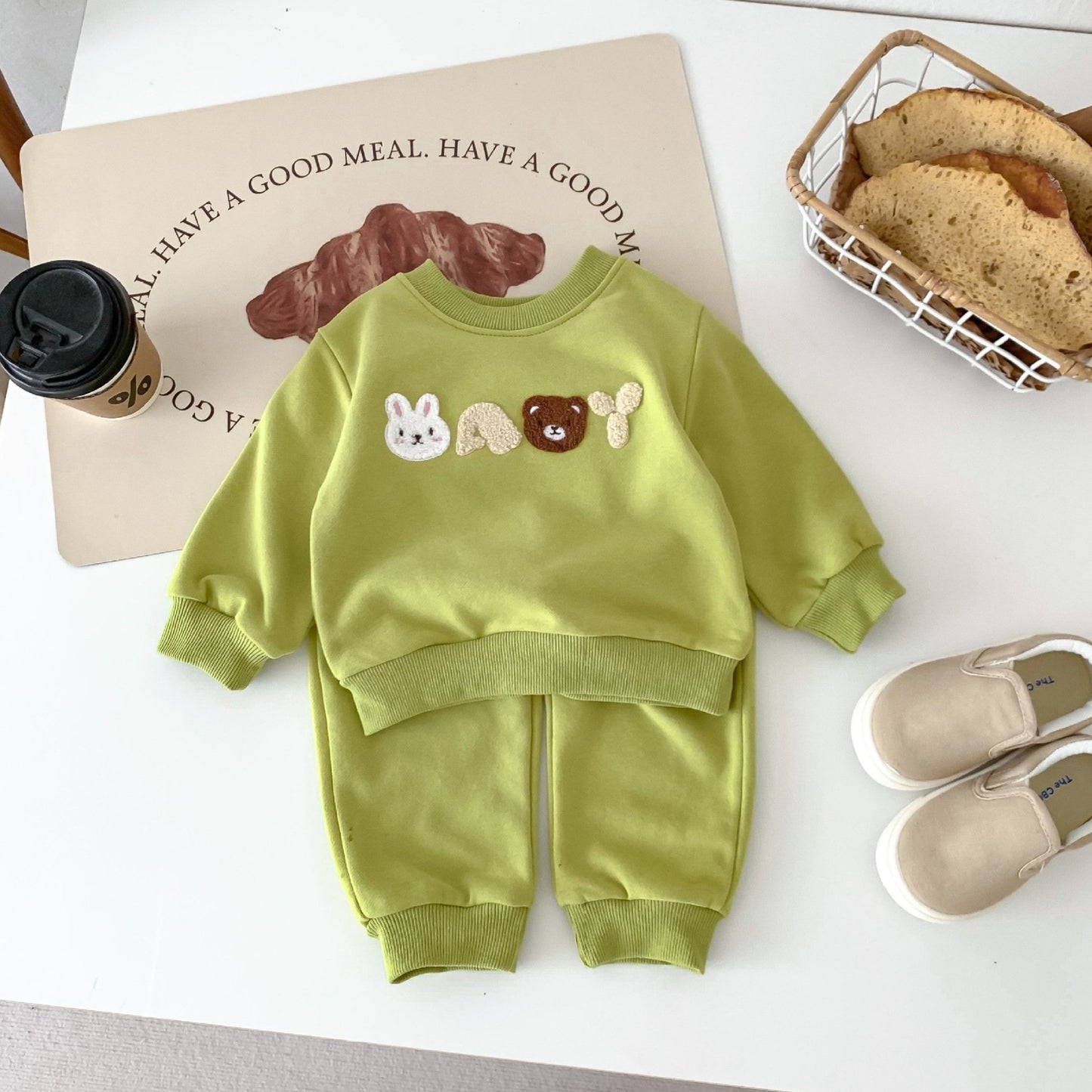 Baby Besties Cotton Lounge Set, Green (3m-3yrs)