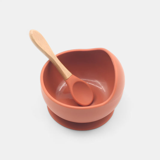 Silicone Suction Bowl & Spoon Set, Caramel - Bambisserie
