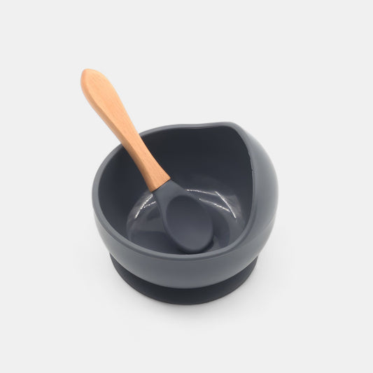 Silicone Suction Bowl & Spoon Set, Ink - Bambisserie