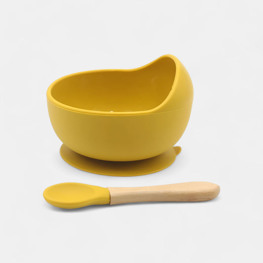 Silicone Suction Bowl & Spoon Set, Passion Fruit - Side View - Bambisserie