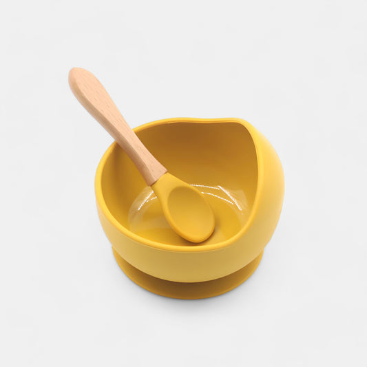Silicone Suction Bowl & Spoon Set, Passion Fruit - Bambisserie