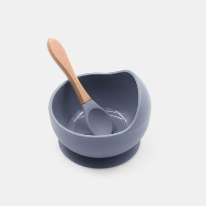 Silicone Suction Bowl & Spoon Set, Pebble - Bambisserie