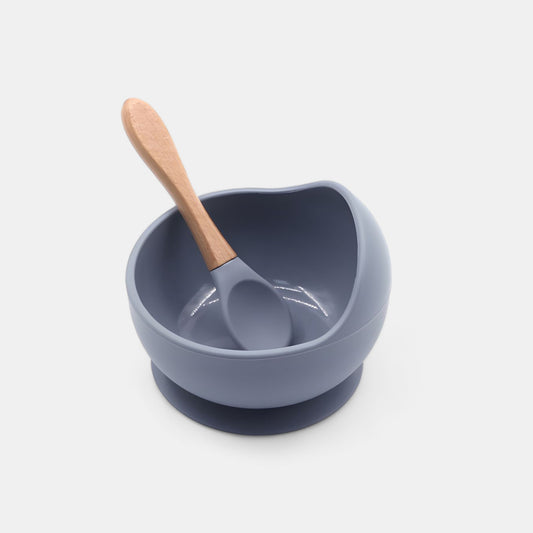 Silicone Suction Bowl & Spoon Set, Pebble - Bambisserie