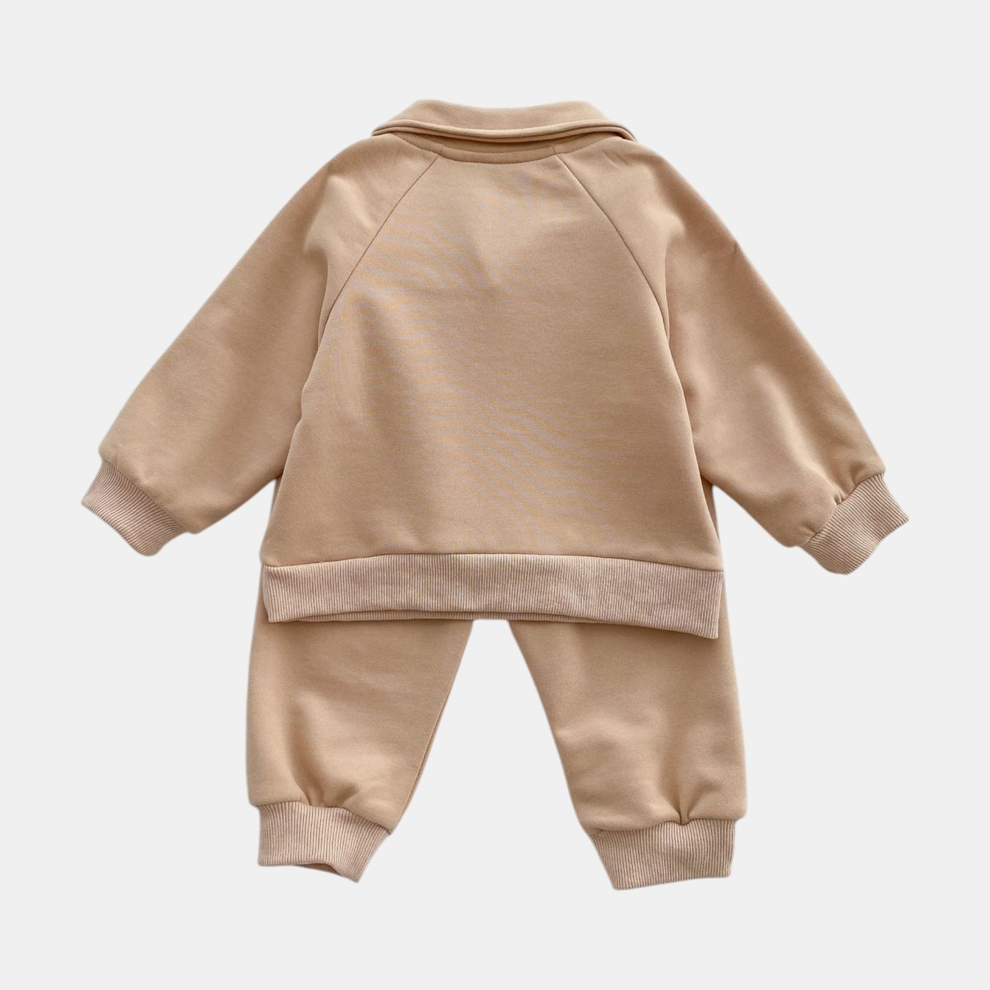 Bear Collar Cotton Lounge Set, Khaki (6m-4yrs)
