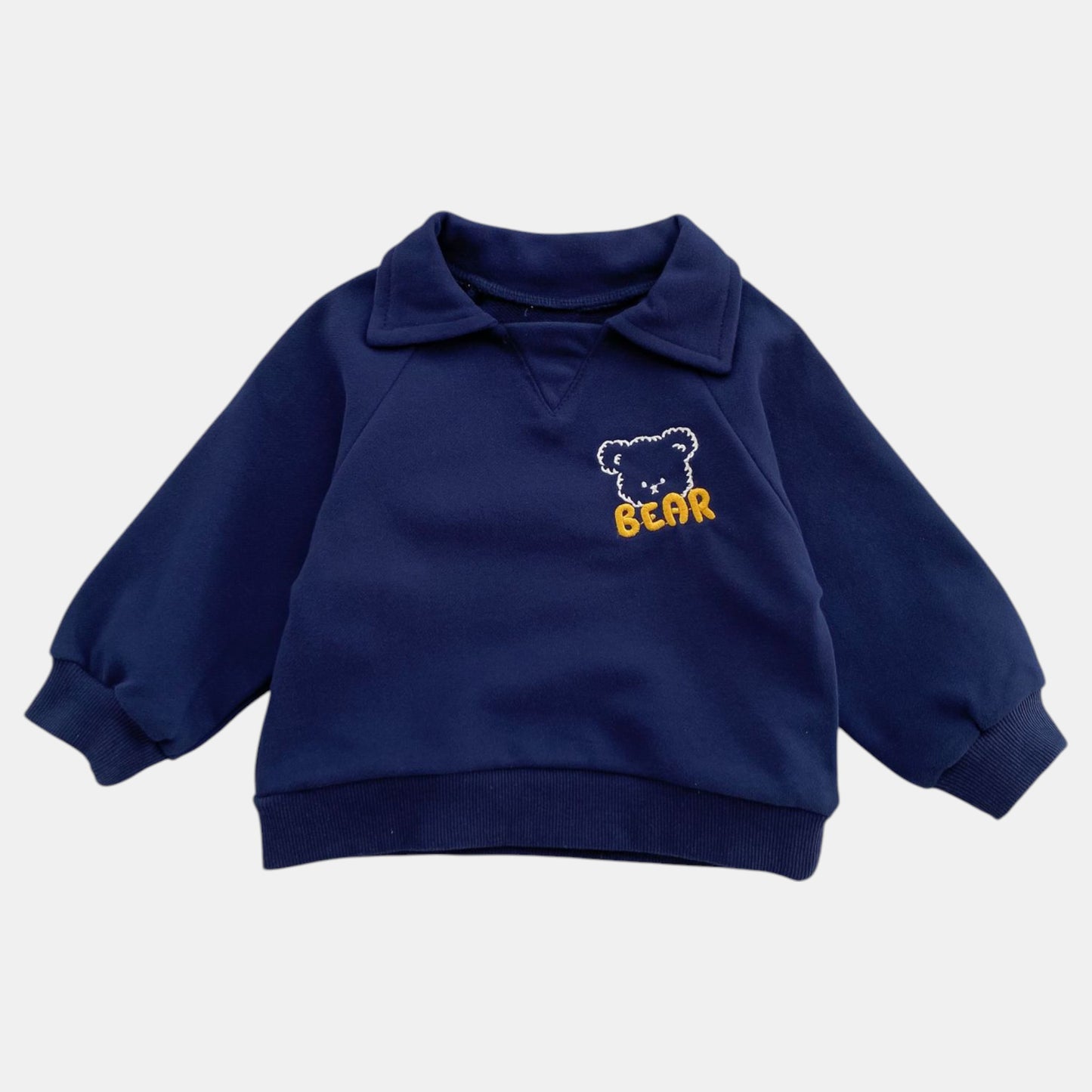 Bear Collar Cotton Lounge Set, Navy (6m-4yrs)