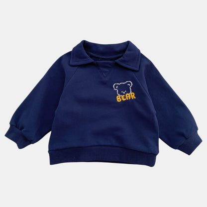 Bear Collar Cotton Lounge Set, Navy (6m-4yrs)