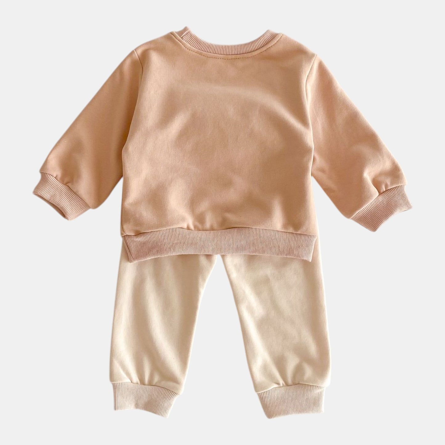Bear Face Cotton Lounge Set, Golden Beige (6m-4yrs)