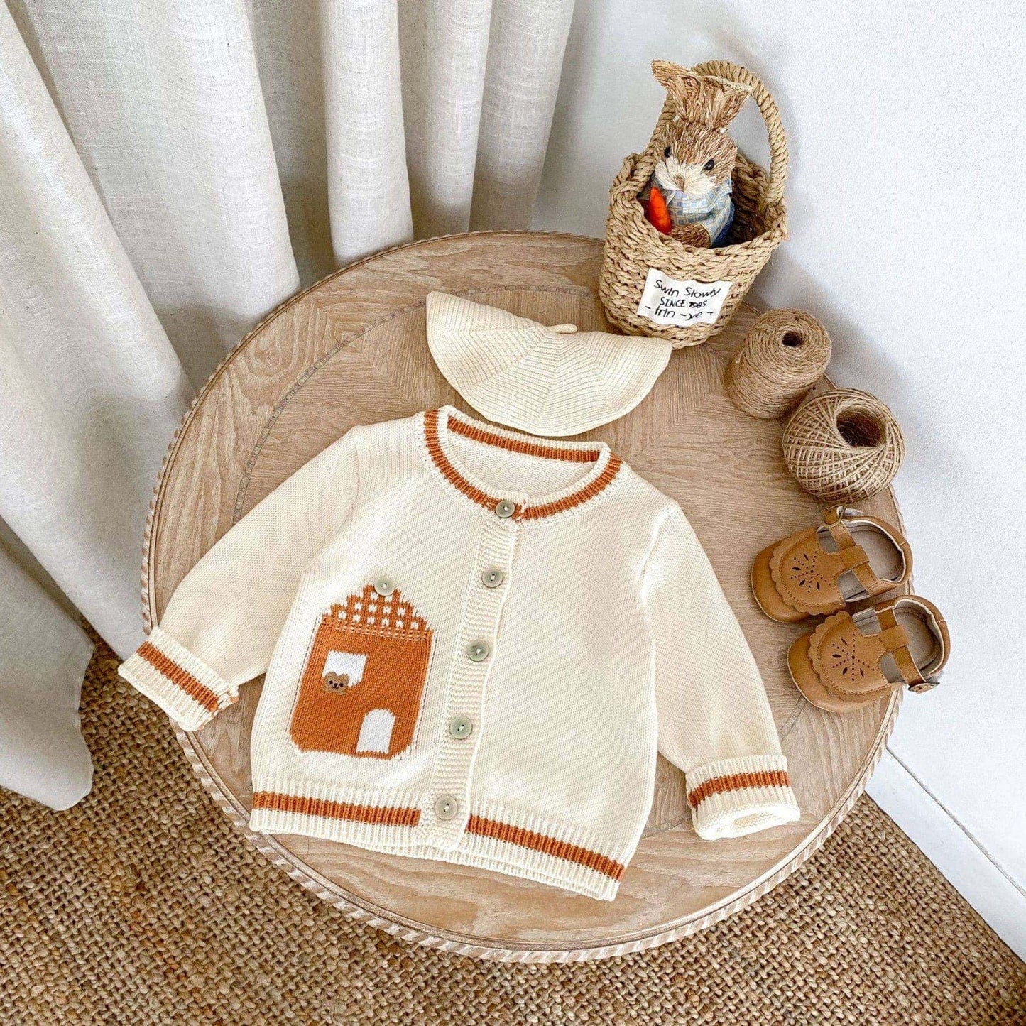 Bear House Cotton Knit Cardigan (3m-3yrs)