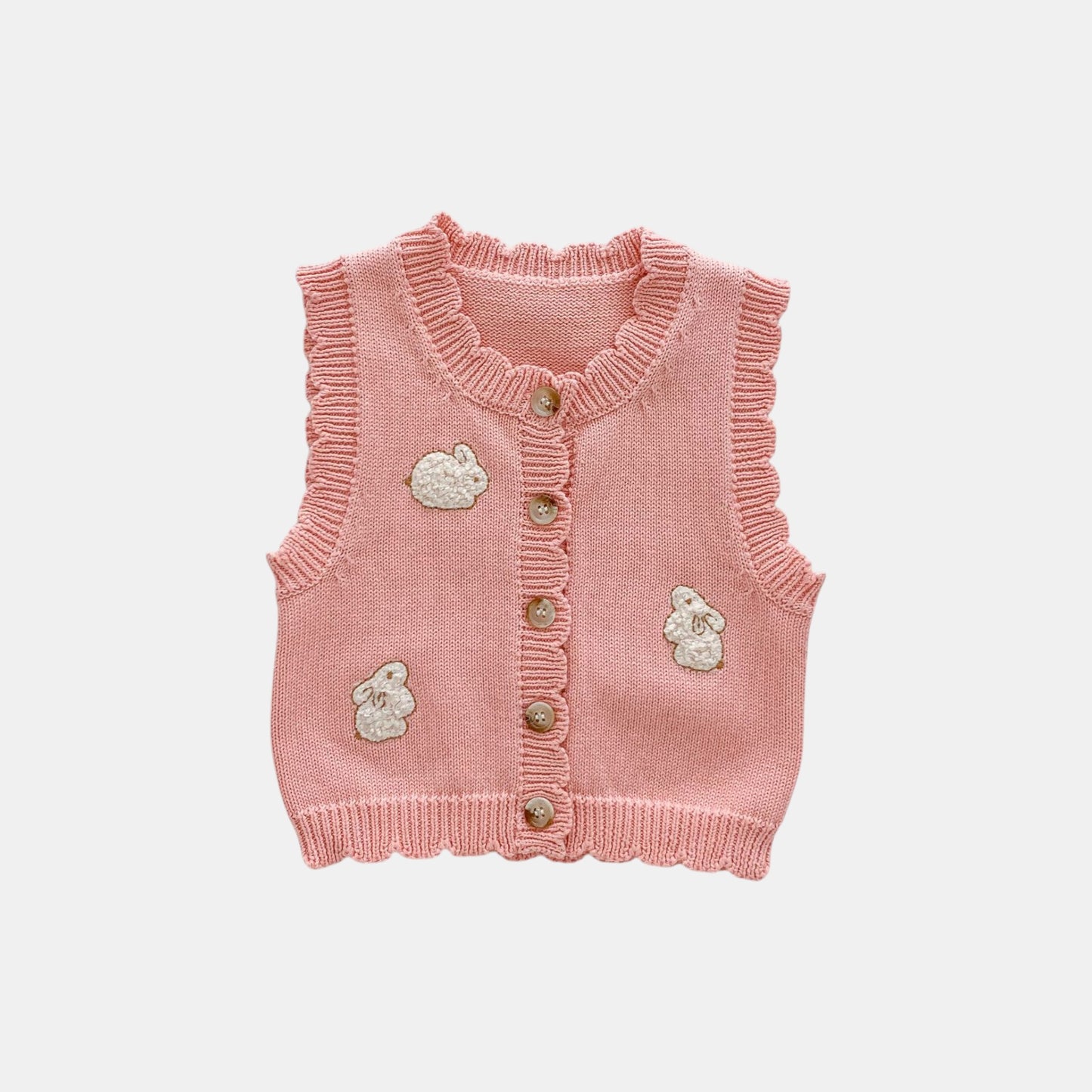 Binky Bunny Cotton Knit Vest, Pink (3m-3yrs)