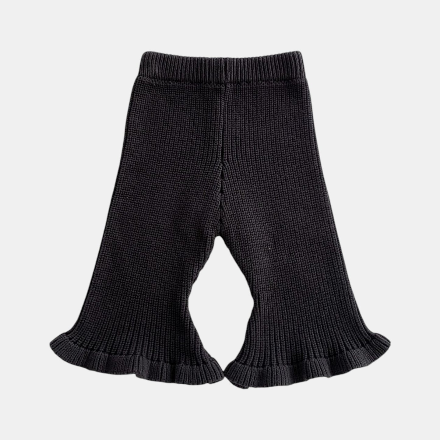 Black Cotton Knit Flare Trousers (3m-3yrs)