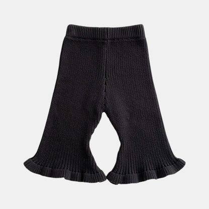 Black Cotton Knit Flare Trousers (3m-3yrs)