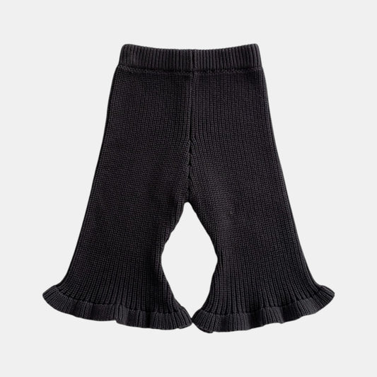 Black Cotton Knit Flare Trousers (3m-3yrs)