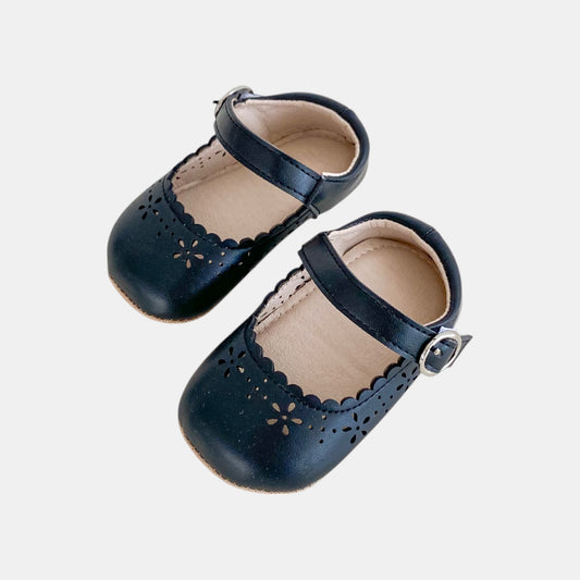 Black Petal Scallop Baby Shoes (11-13cm)