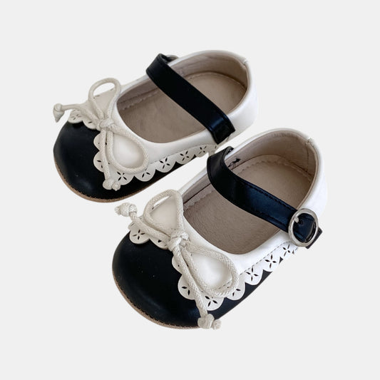 Black Retro Bow Baby Shoes (11-13cm)