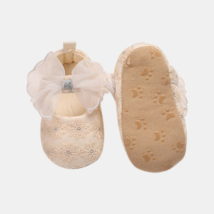 Blossom Bow Embroidered Baby Shoes (11-13cm)