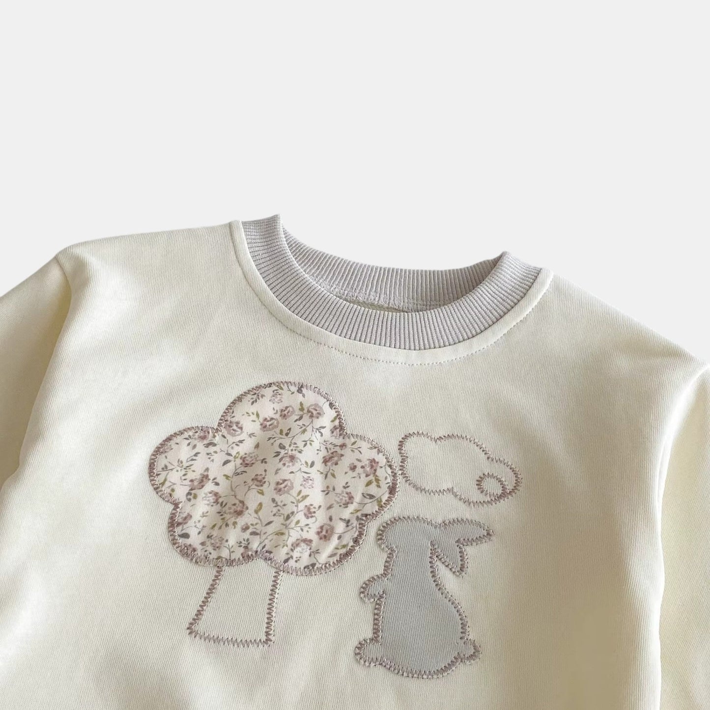 Blossom Bunny Cotton Lounge Set - Cream/Grey (6m-4yrs)