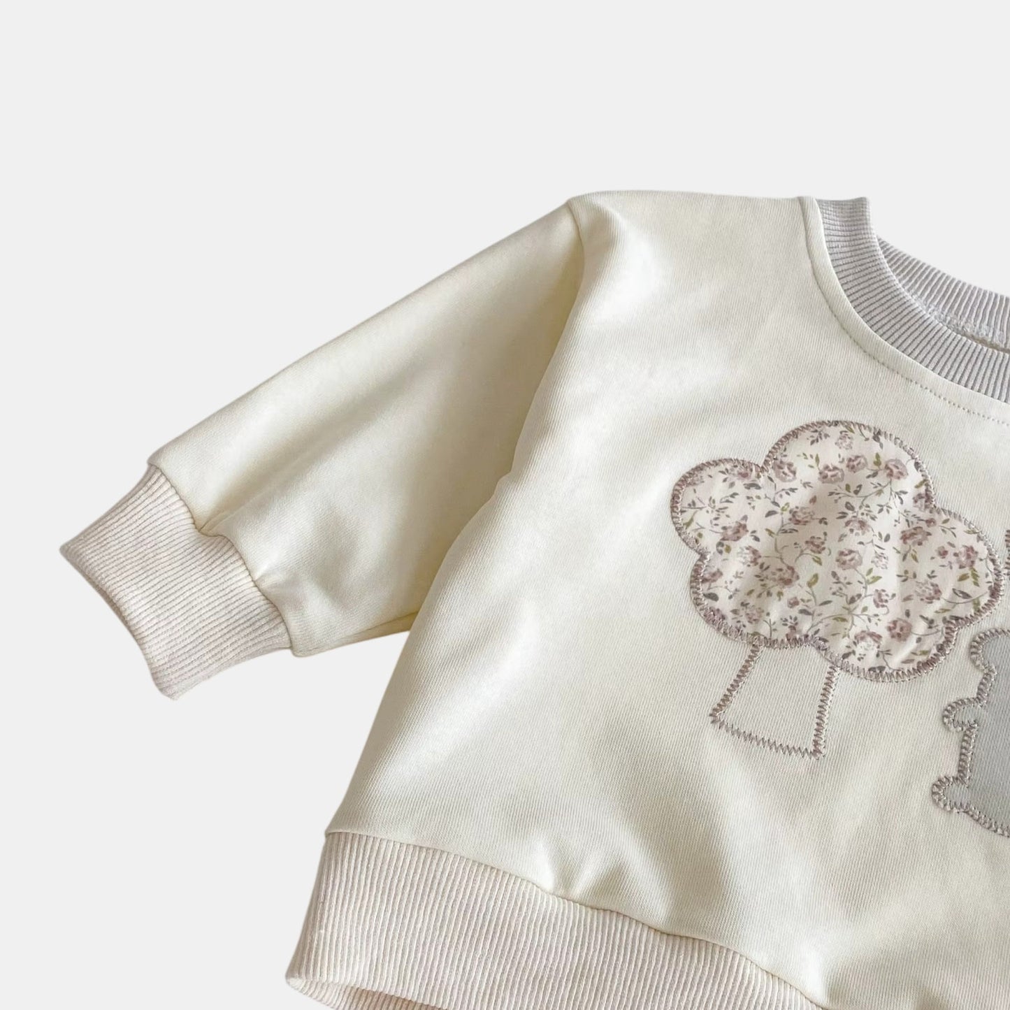 Blossom Bunny Cotton Lounge Set - Cream/Grey (6m-4yrs)