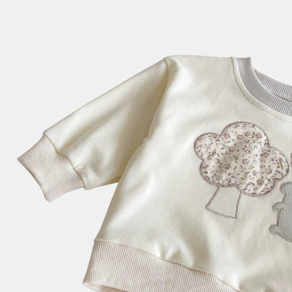 Blossom Bunny Cotton Lounge Set - Cream/Grey (6m-4yrs)