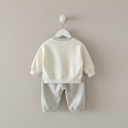 Blossom Bunny Cotton Lounge Set - Cream/Grey (6m-4yrs)